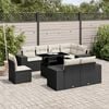vidaXL Set Divani da Giardino 9 pz con Cuscini Nero in Polyrattan