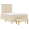 vidaXL Letto a molle con materasso Crema 120 x 190 cm Tessuto