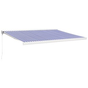 vidaXL Tenda da Sole Retrattile Blu e Bianca 4x3 m Tessuto e Alluminio