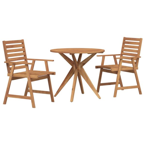 vidaXL Set da Pranzo per Giardino 3 pz in Legno Massello di Acacia