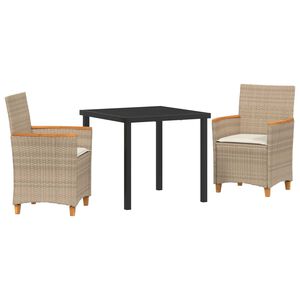 vidaXL Set da Pranzo per Giardino 3 pcs Beige polyrattan