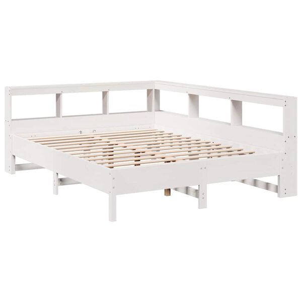 vidaXL Letto Libreria senza Materasso Bianco 135x190 cm Legno di Pino