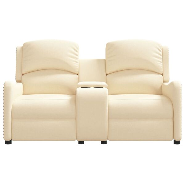 vidaXL Divano Massaggiante 2 Posti con Portabicchieri Crema in Tessuto