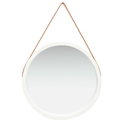vidaXL Specchio da Parete con Cinghia 60 cm Bianco