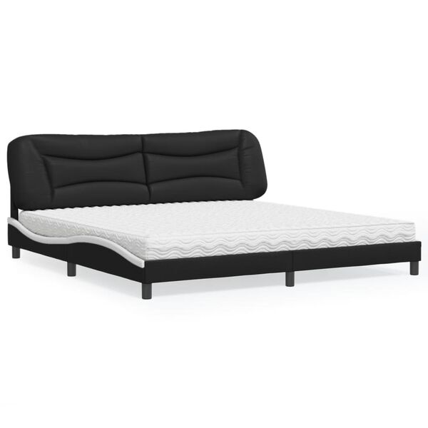 vidaXL Letto con Materasso Hvar Nero e Bianco 200x200cm in Similpelle