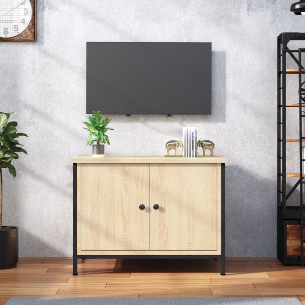 vidaXL Mobile TV con Ante Rovere Sonoma 60x35x45 cm Legno Massello di Acacia