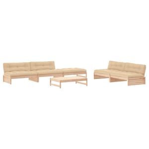 vidaXL Set Divani da Giardino 6 pz con Cuscini in Legno Massello