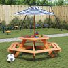 vidaXL Tavolo Picnic per 6 Bambini con Ombrellone Esagono Legno Abete