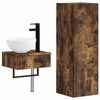 vidaXL Set di mobili per il bagno 2 pz Rovere Fumo 33 x 34,5 x 100 cm