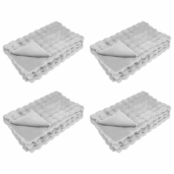 vidaXL Coperta in Pelliccia di Coniglio Finta Olite 4 pcs Grigio