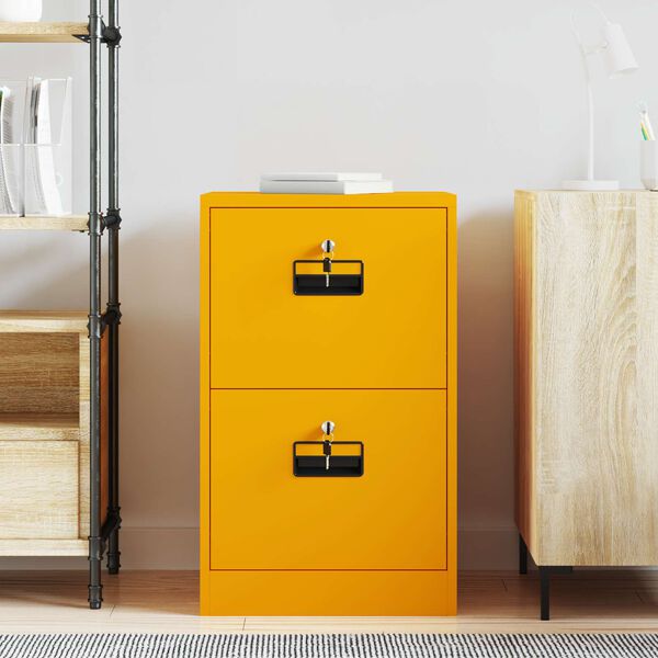 vidaXL Armadio per File con cassetto Giallo senape 44 x 50 x 106.5 cm