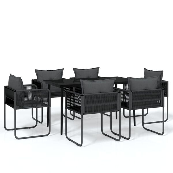 vidaXL Set da Pranzo da Giardino 7 pz Nero