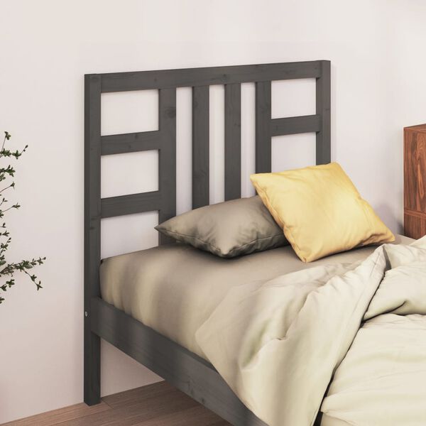 vidaXL Testiera per Letto Grigia 106x4x100 cm Legno Massello di Pino
