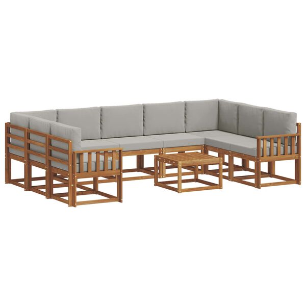 vidaXL Set di divani da esterno 10 pcs Grigio Naturale e Chiaro
