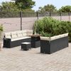 vidaXL Set Divano da Giardino 11 pcs Nero e Crema polyrattan