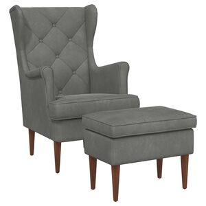vidaXL Poltrona con Ottomano 2 pz Grigio Scuro Velluto