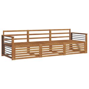 vidaXL Set di divani da esterno 3 pz Naturale Legno di Acacia Massello