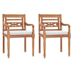 vidaXL Sedie Batavia 2 pz con Cuscini in Legno Massello di Teak