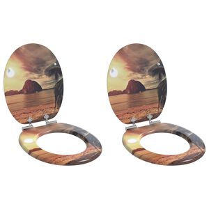 vidaXL Sedile del WC 2 pcs Arancione 44 x 38 cm Pannello MDF