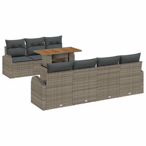 vidaXL Set Divano da Giardino 8 pcs Grigio Poly Rattan