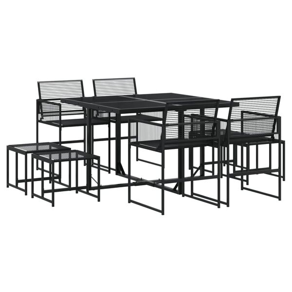 vidaXL Set da Pranzo da Giardino 9 pz Nero in Polyrattan