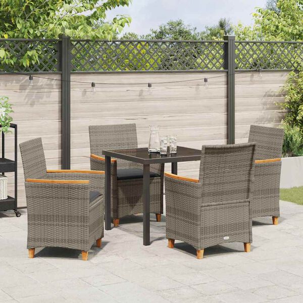 vidaXL Set da Pranzo per Giardino 5 pcs Grigio polyrattan