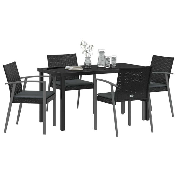 vidaXL Set da Pranzo per Giardino 5 pcs Nero Poly Rattan