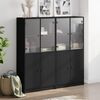 vidaXL Libreria con Ante Nera 136x37x142 cm in Legno Multistrato