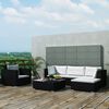 vidaXL Set Divani da Giardino 6 pz con Cuscini in Polyrattan Nero