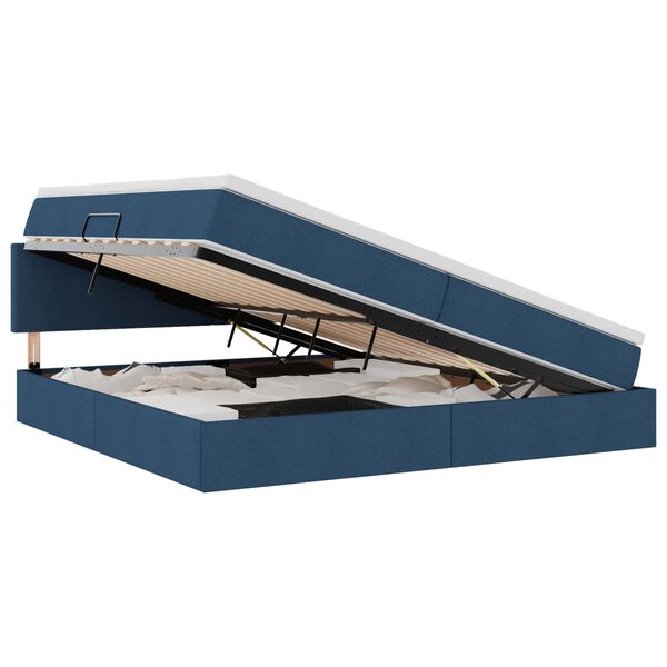 vidaXL Letto con contenitore e LED con led Blu 200 x 200 cm Tessuto