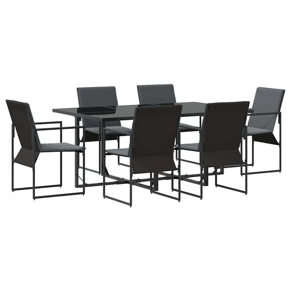 vidaXL Set da Pranzo per Giardino 7 pcs Nero Acciaio