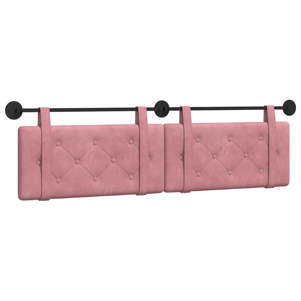 vidaXL Testata appesa Montaggio a parete Rosa 190 x 55 x 5 cm Velluto