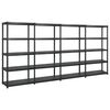 vidaXL Scaffale a 5 Ripiani Nero 340x40x185 cm in Plastica