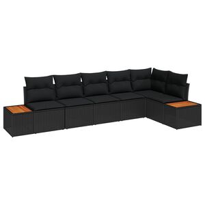 vidaXL Set Divano da Giardino 6 pz 6-Numero di posti Nero Polyrattan