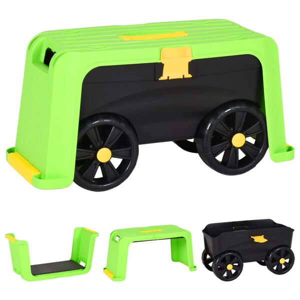 vidaXL Sgabello Giardino Contenitore 4in1 58,5x24x29,5cm Polipropilene