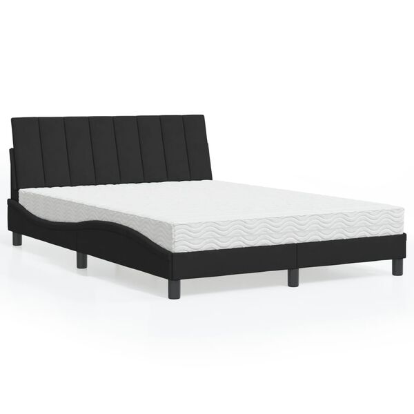 vidaXL Letto con Materasso Hanko Nero 140x190 cm in Velluto