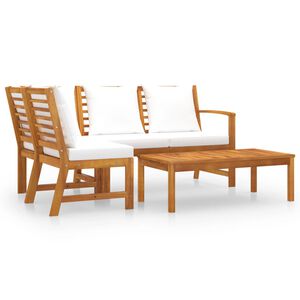 vidaXL Set Divani da Giardino 4 pz con Cuscini Crema in Legno Acacia