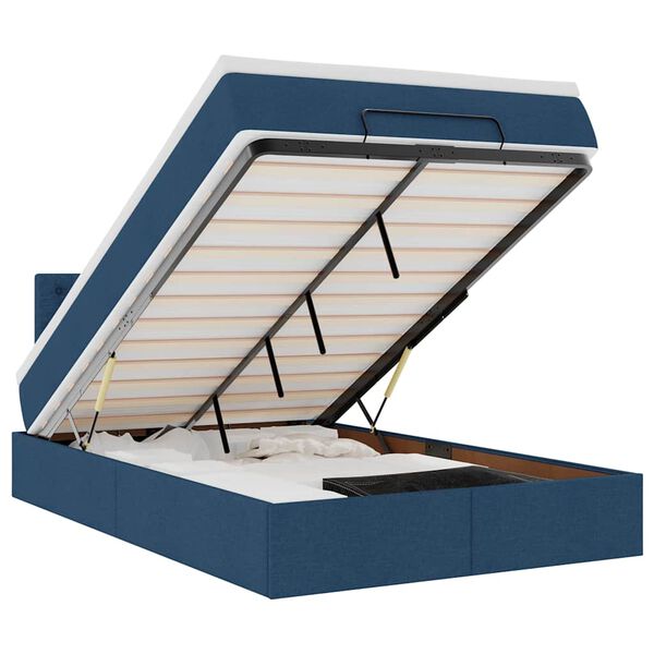 vidaXL Pouf Letto con Materasso e LED Blu 120x200 cm in Tessuto