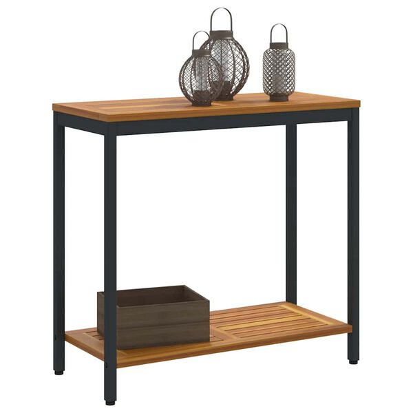 vidaXL Tavolo da esterno Naturale e nero 80 x 35 x 75 cm