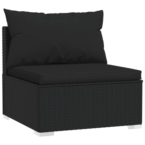 vidaXL Set Mobili da Giardino 11 pz con Cuscini in Polyrattan Nero