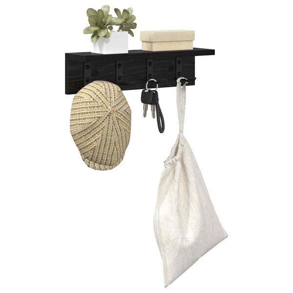vidaXL Appendiabiti a muro Rovere nero 40 x 10.5 x 10.5 cm
