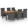 vidaXL Set da Pranzo per Esterni 7 pz con Cuscini in Polyrattan Grigio