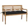 vidaXL Panca Batavia con Cuscino Nero 120 cm in Massello di Teak