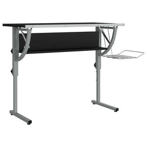 vidaXL Scrivania Nera e Grigia 110x53x(58-87) cm Multistrato e Acciaio