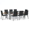 vidaXL Set da Pranzo da Giardino 9 pz Nero in Textilene e Acciaio