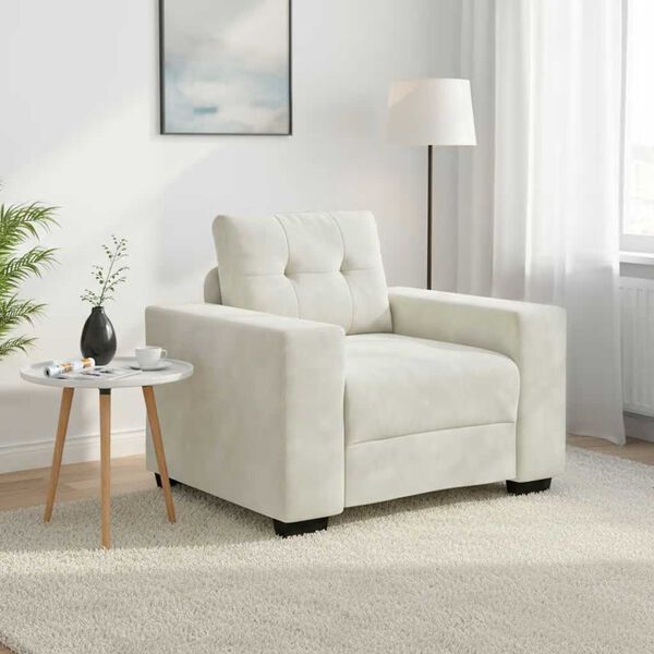 vidaXL Divano Sedia Crema 100x78x80 cm Velluto