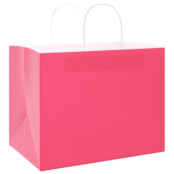 vidaXL Sacchetti di Carta 250 pz con Manici Rosa 32x22x24 cm