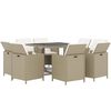 vidaXL Set da Pranzo da Giardino 9 pz con Cuscini in Polyrattan Beige