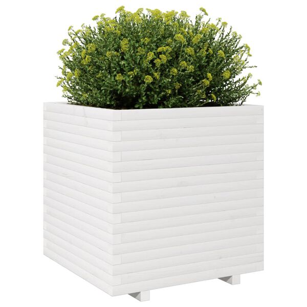 vidaXL Fioriera da Giardino Bianca 70x70x72,5cm Legno Massello di Pino