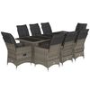 vidaXL Set Bistr&ograve; da Giardino 9 pz con Cuscini in Polyrattan Grigio